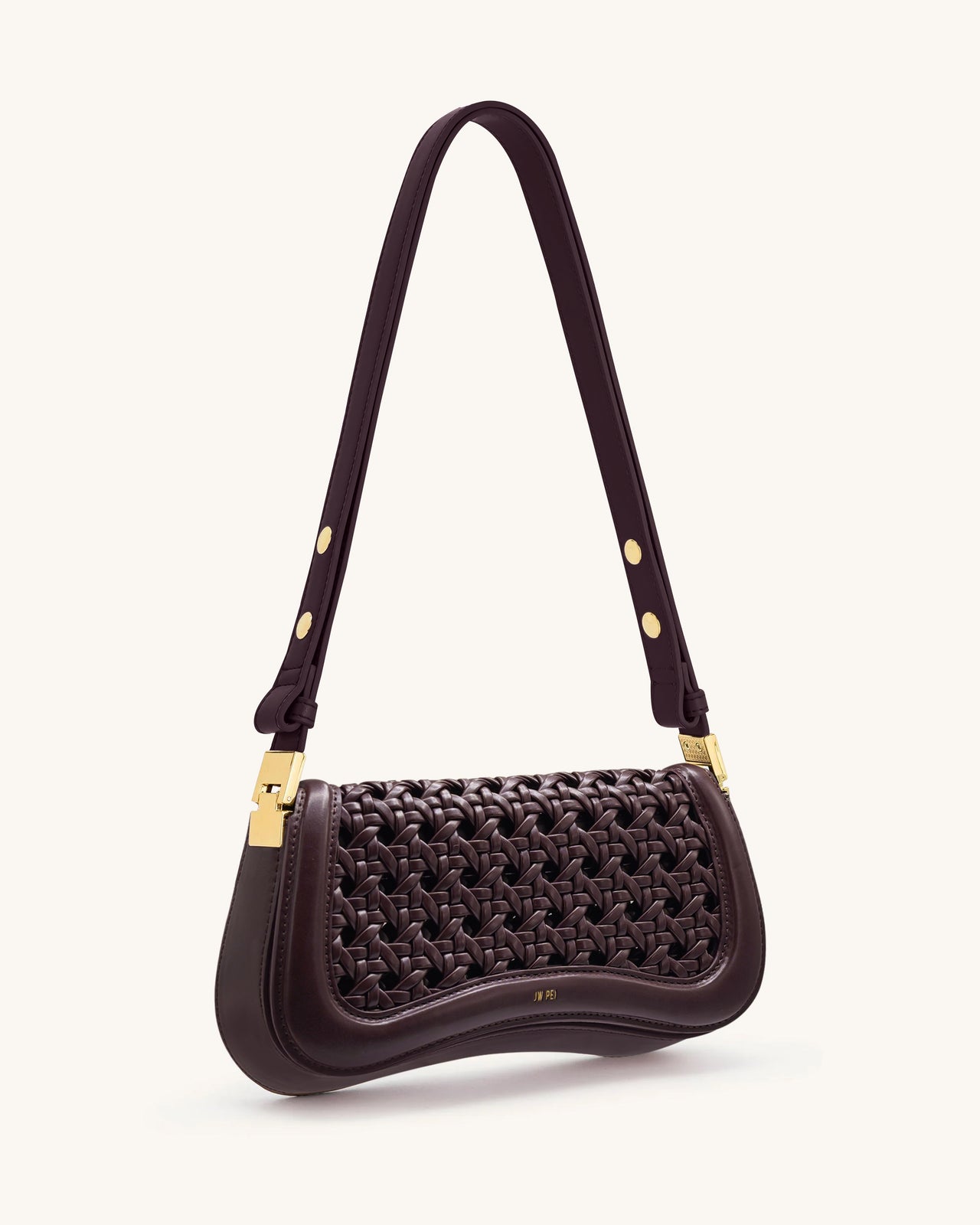 Joy 編織肩背袋 - 深紅色