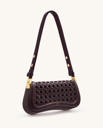 Joy 編織肩背袋 - 深紅色