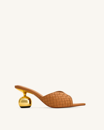 Ellie 編織球跟穆勒鞋 - 卡其色