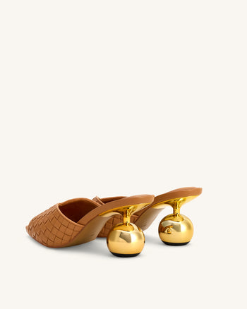 Ellie 編織球跟穆勒鞋 - 卡其色