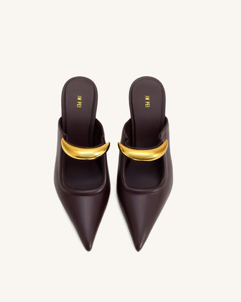 Sofia 金屬點綴球形跟穆勒鞋 - 深勃艮第紅