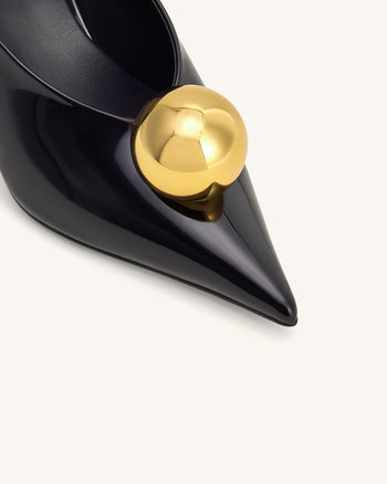 Sofia 斜切鞋面高跟穆勒鞋 - 黑金色