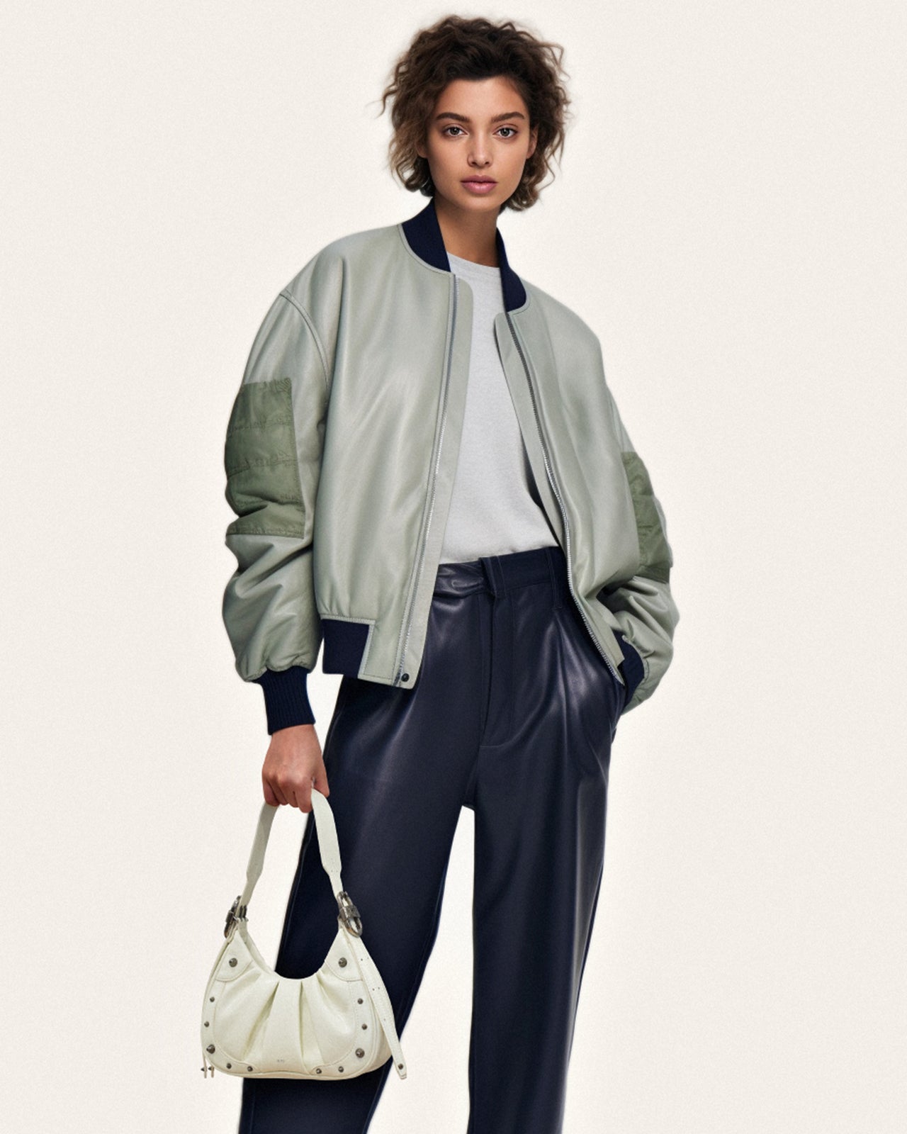 Gabbi 鉚釘手提包 - 白色