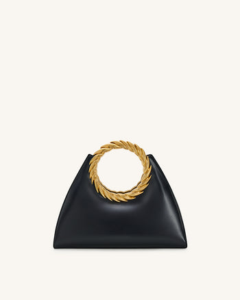 Amiya 葉形把手雕刻包 - 黑色