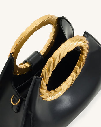 Amiya 葉形把手雕刻包 - 黑色