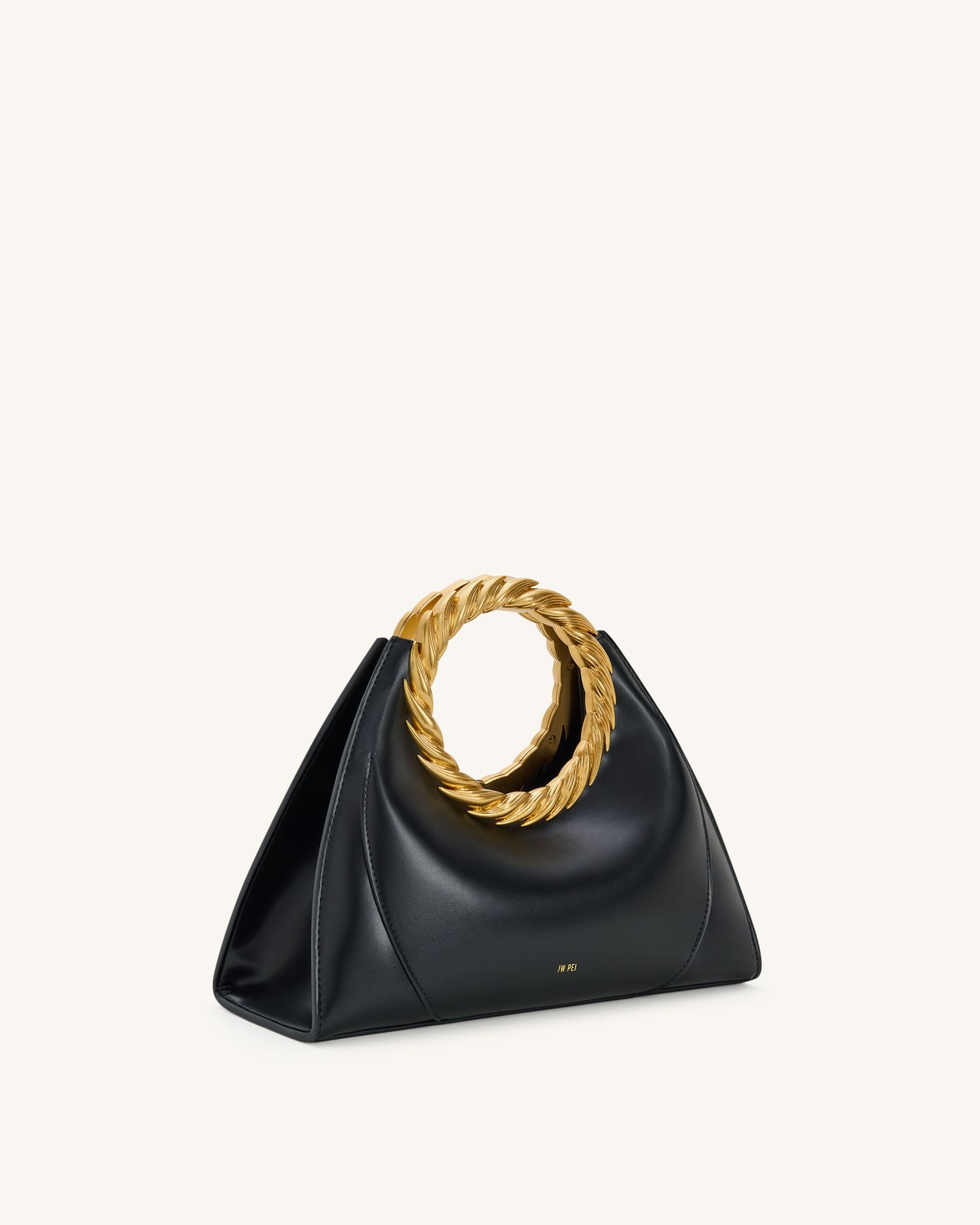 Amiya 葉形把手雕刻包 - 黑色