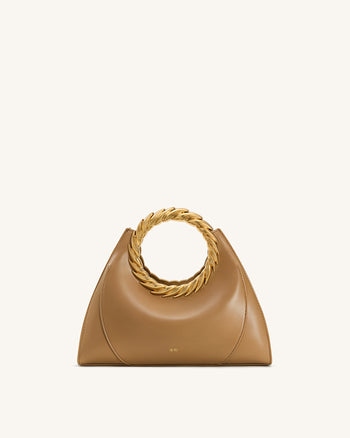 Amiya 葉形把手雕刻包 - 咖啡色