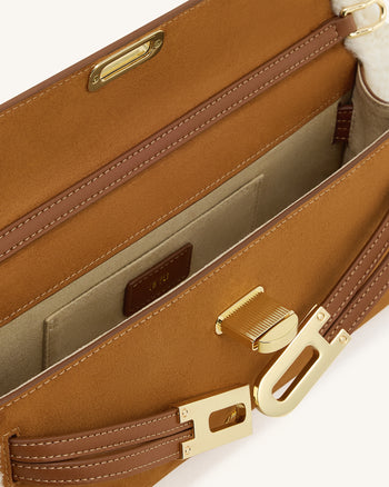 Bria 仿麂皮挺身上手挽袋－黃棕色