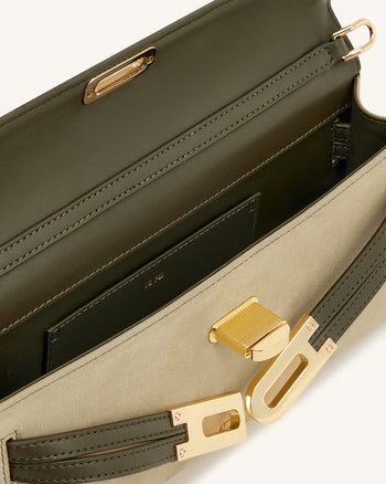 Bria 深橄欖綠仿麂皮結構感手挽包