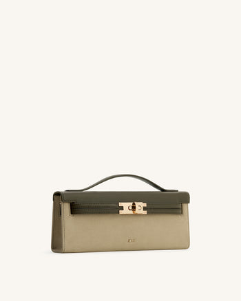 Bria 深橄欖綠仿麂皮結構感手挽包