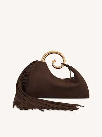 Nell 流蘇金屬手挽袋 - 深啡色