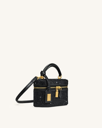 Cleo 人造水晶盒形手挽袋 - 黑色