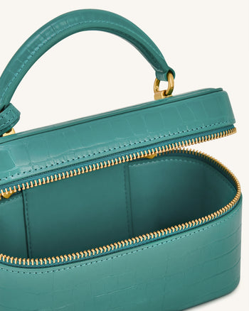 Cleo 盒形手挽袋 - 綠色鱷魚紋