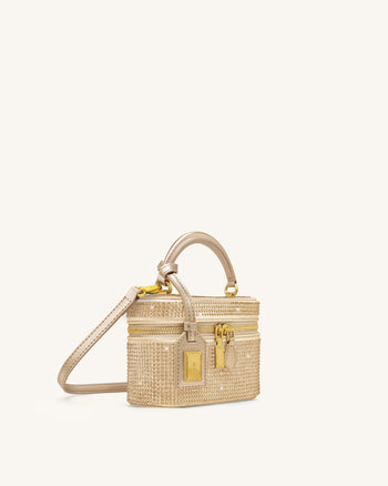 Cleo 人造水晶盒形手挽袋 - 香檳色