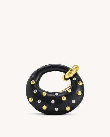 Abacus 鉚釘裝飾迷你手提袋 - 黑色