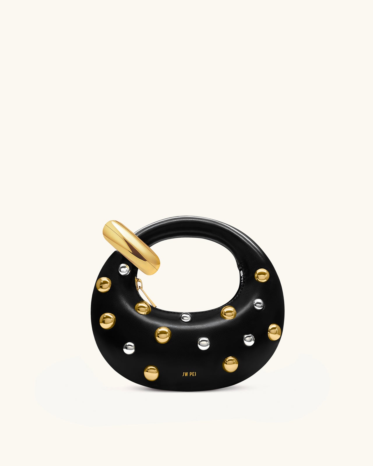 Abacus 鉚釘裝飾迷你手提袋 - 黑色