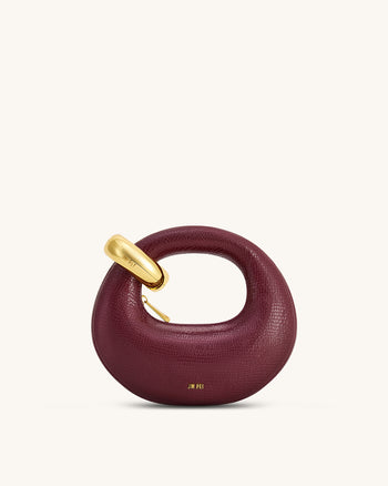 Abacus 仿蛇紋迷你手提袋 - 酒紅色