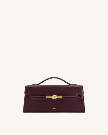 Lena 金屬繩結手提袋 - 深酒紅色