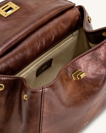 Lucia 經典手挽包 - 咖啡啡色