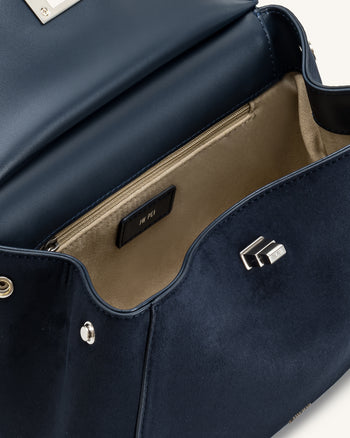 Lucia 經典仿麂皮手挽袋 - 海軍藍