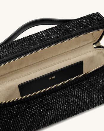 Thea 人造水晶手挽袋 - 黑色