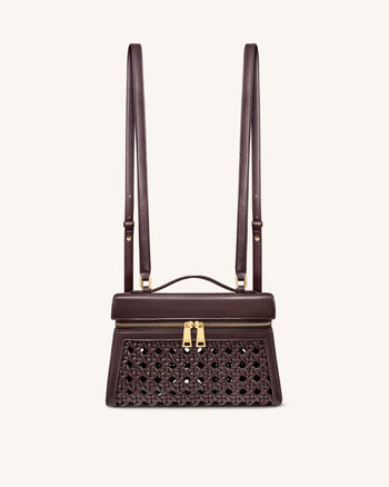 Thea 大型編織手挽袋 - 深紅色