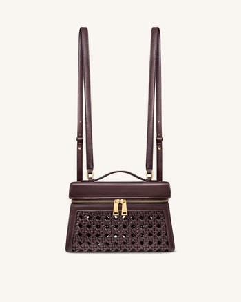 Thea 大型編織手挽袋 - 深紅色