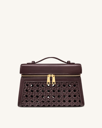 Thea 大型編織手挽袋 - 深紅色