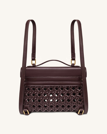 Thea 大型編織手挽袋 - 深紅色