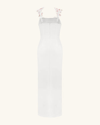 繡花連身裙 - 白色/粉紅色