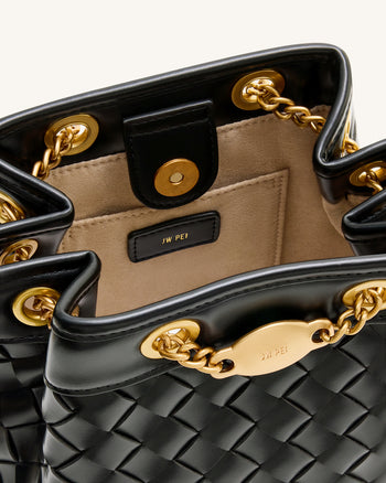 Yara 手工編織水桶袋 - 黑色