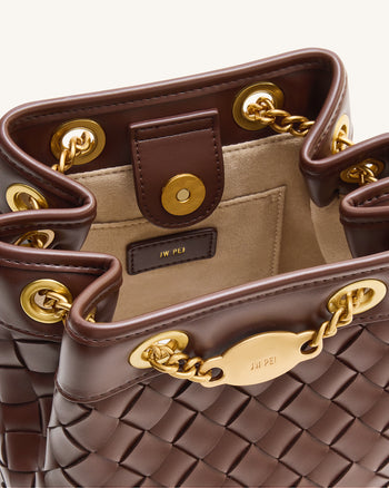 Yara 手工編織水桶袋 - 深啡色