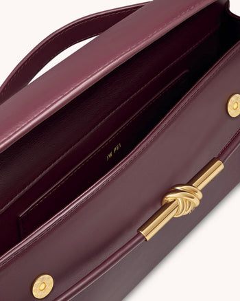 Lena 金屬繩結手提袋 - 深酒紅色