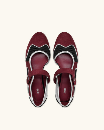 Zoe Mary Janes 平底鞋 – 酒紅色黑色