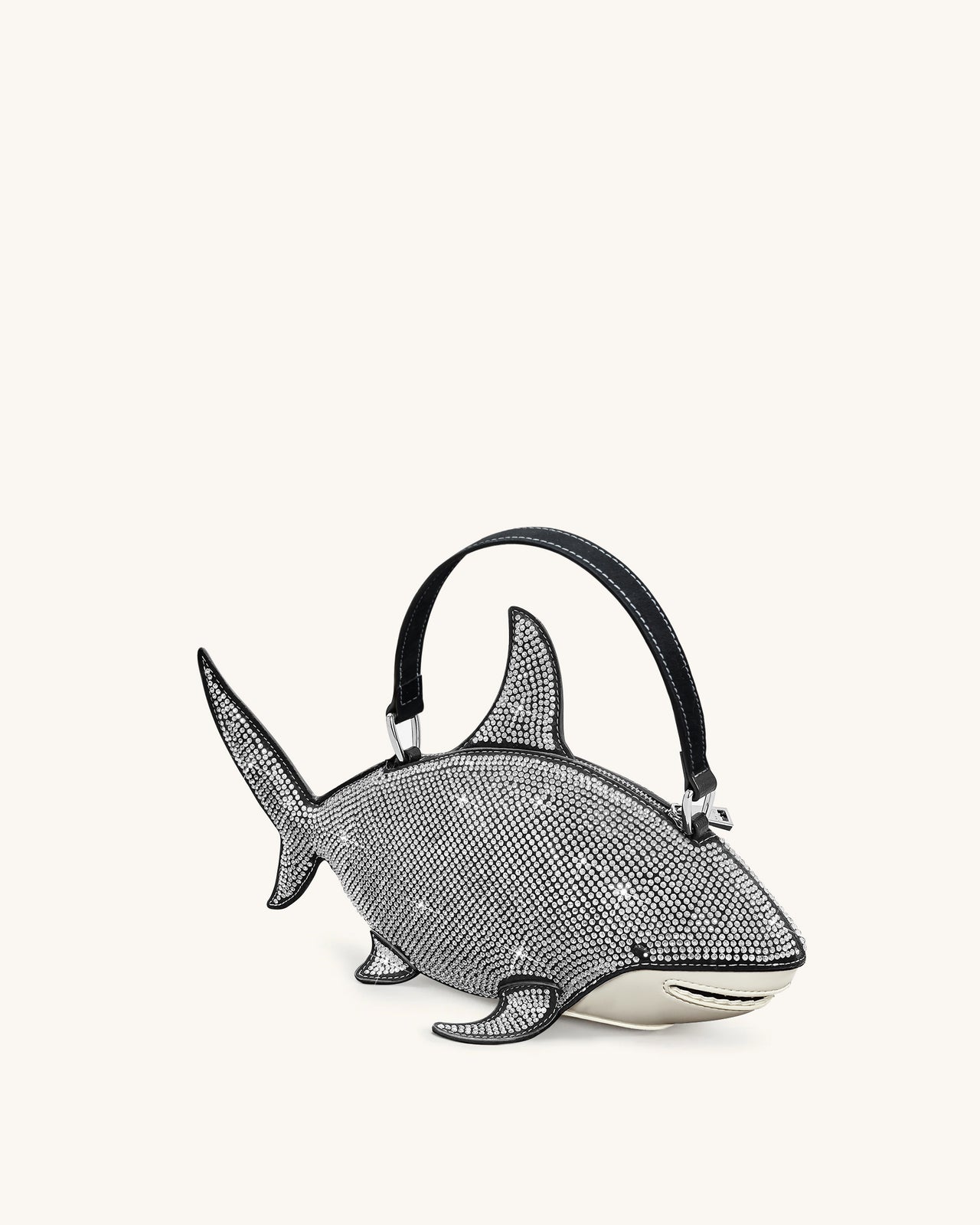 Nerys 黑色人造水晶鯊魚造型手提袋