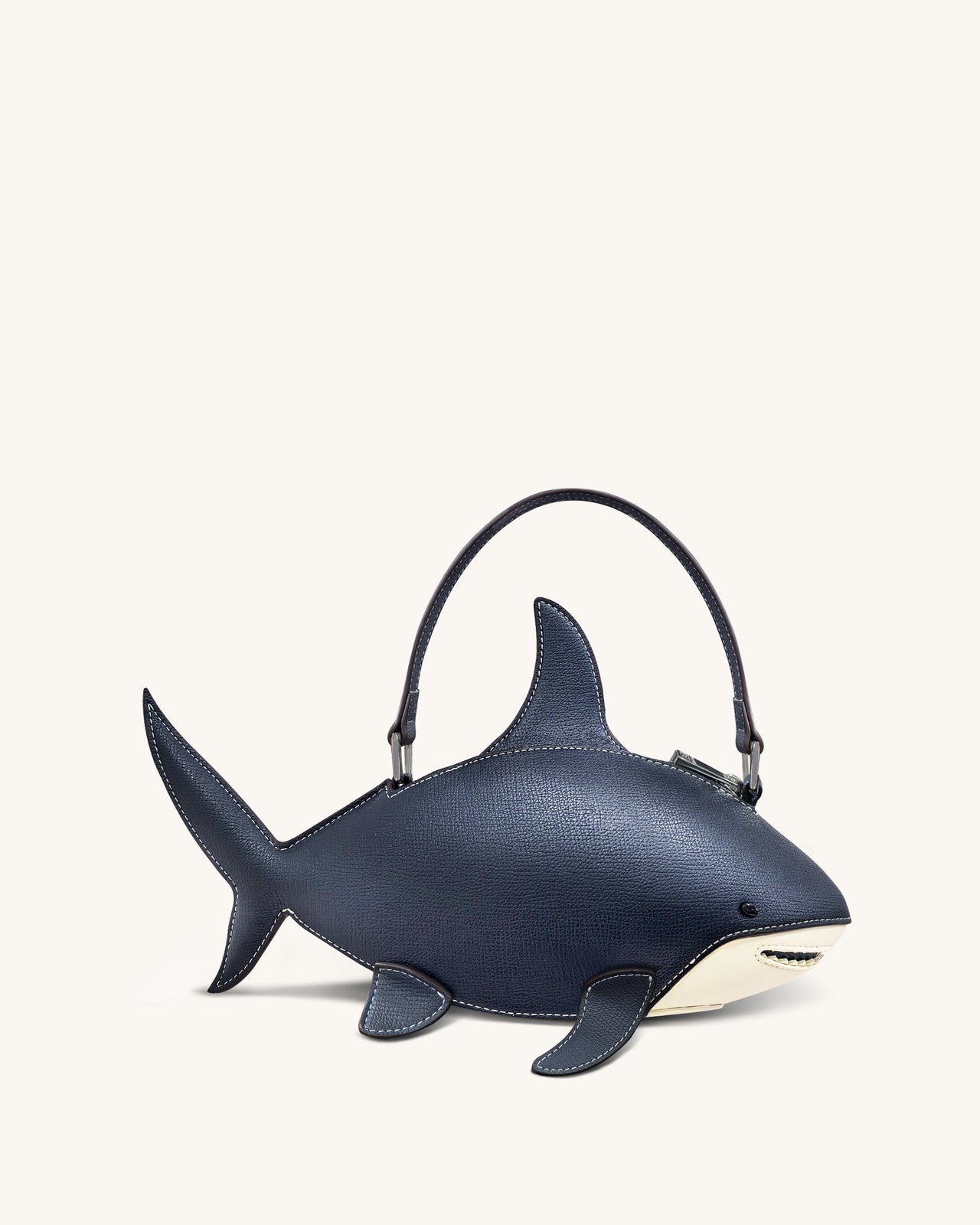 Nerys 鯊魚紋手挽袋 - 深藍色