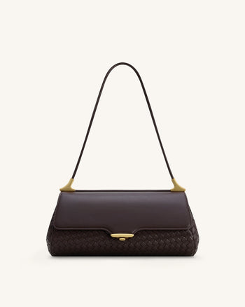 Eloise 編織肩背包 - 深啡色