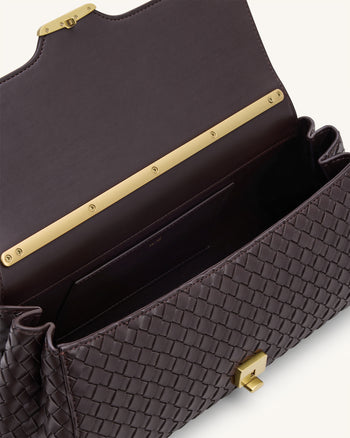 Eloise 編織肩背包 - 深啡色