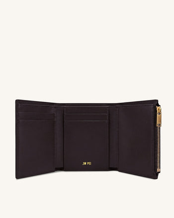 Hana 金屬扣銀包 - 深啡色