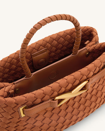 Elora 啡色仿麂皮編織托特袋