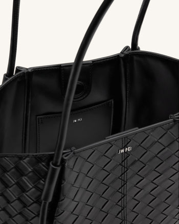 Nala 闊編織紋理托特袋－黑色