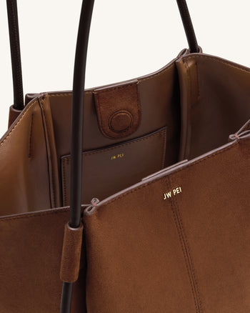 Nala 闊版仿絨面托特袋－啡色