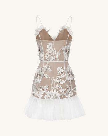 Floral 細帶迷你裙 - 白色