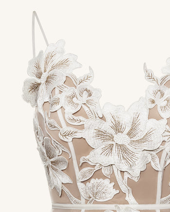 Floral 細帶迷你裙 - 白色