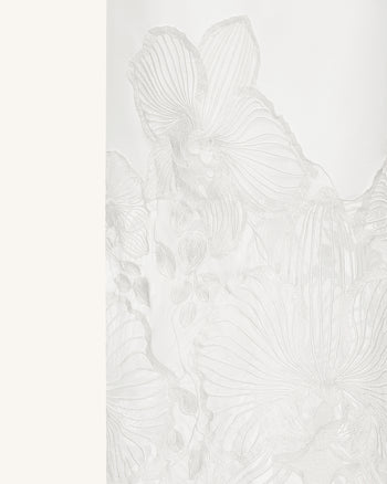 Orchid 刺繡束腰裙 - 白色