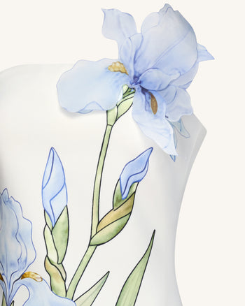 碎花圖案迷你裙 - 白色