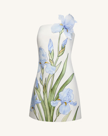 碎花圖案迷你裙 - 白色