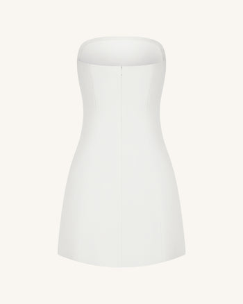 Orchid 立體繡花平口連身裙 - 白色