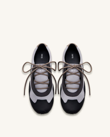 Caitlin 仿麂皮綁帶芭蕾運動鞋 - 灰色拼搭