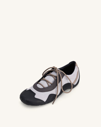 Caitlin 仿麂皮綁帶芭蕾運動鞋 - 灰色拼搭